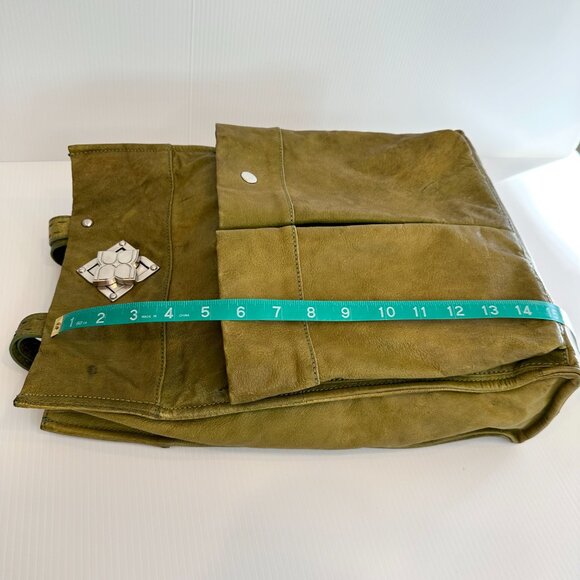 Vintage BCBG Maxazria Pocket Satchel with Logo Turn Lock Green Y2K Cool Slouchy - Picture 12 of 14